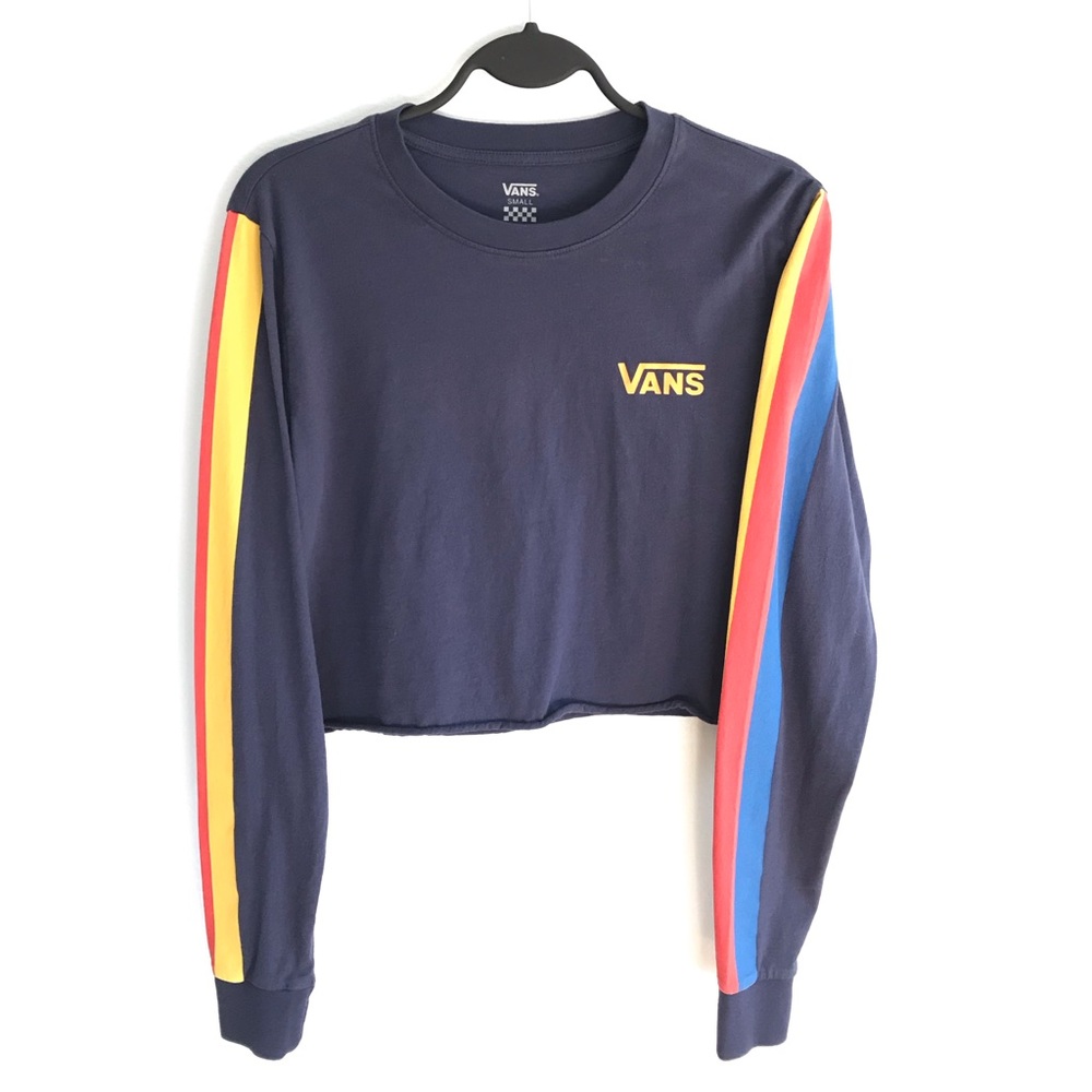 COPY - Vans navy cropped long sleeve w/ stripes! …